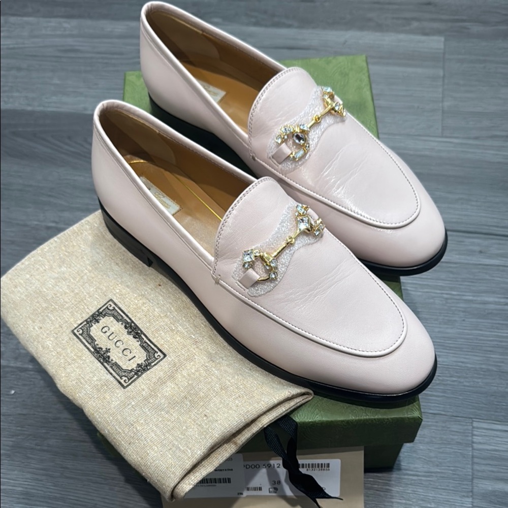Gucci Loafers with Gold Detail and Crystals